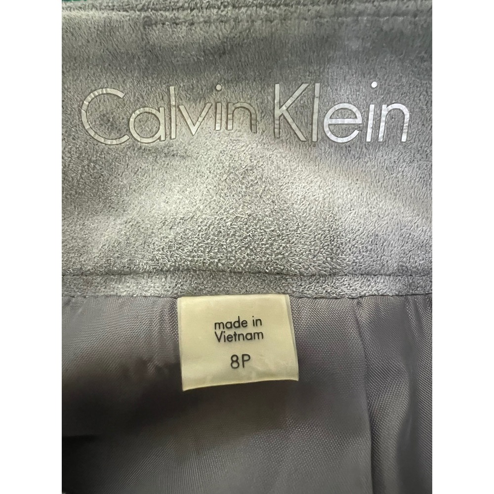 Calvin Klein Grey Faux Suede Pencil Skirt Womens 8 petite office professional - Picture 4 of 10